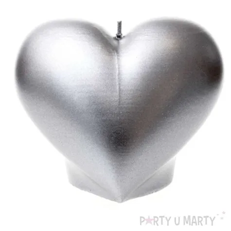 swieca serce srebrny metalik candellana