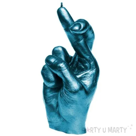 swieca skrzyzowane palce niebieski metalik candellana