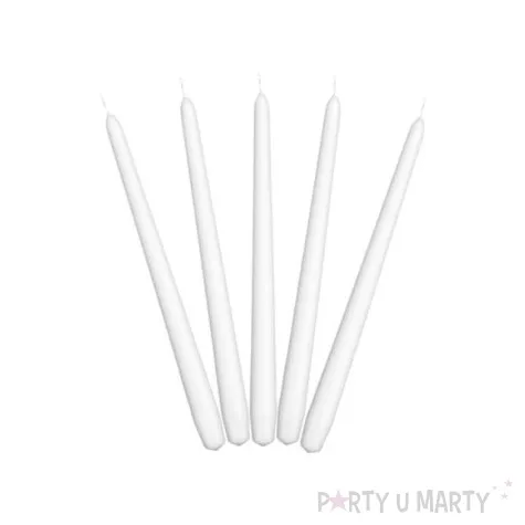swieca stozkowa 29 cm biala 10 szt