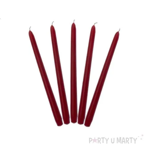 swieca stozkowa 29 cm bordowa 10 szt