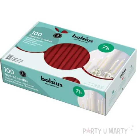 swieca stozkowa classic bordowa bolsius 24cm x 100szt