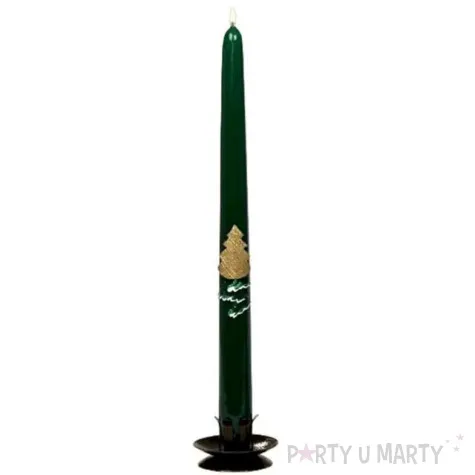 swieca stozkowa classic choinka zielona adpal 29 cm