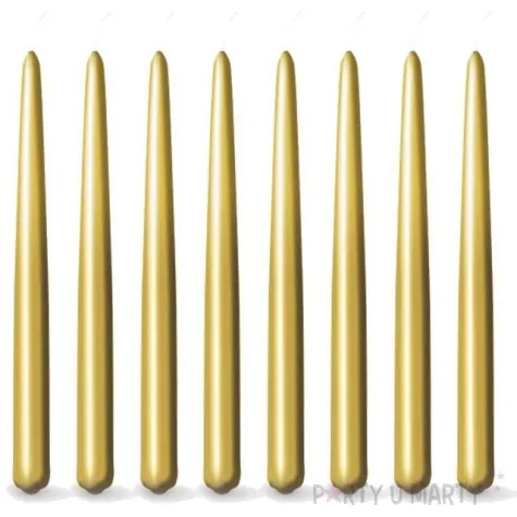 swieca stozkowa classic metalic zlota paw 24 cm 8 szt