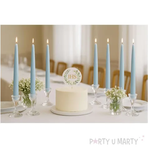 swieca stozkowa classic pastel blekitna 240 mm 10 szt