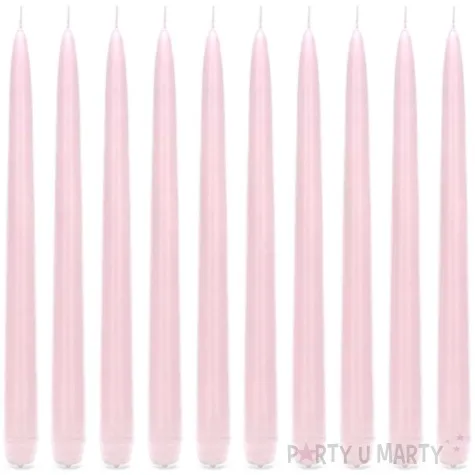 swieca stozkowa classic pastel rozowa jasna 240 mm 10 szt