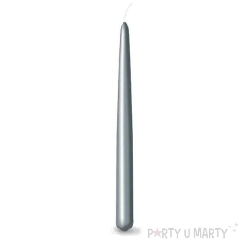 swieca stozkowa classic srebrna paw 24 cm