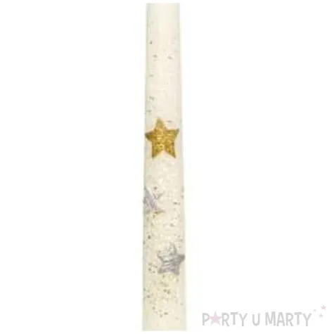 swieca stozkowa classic trzy gwiazdki biala adpal 29 cm