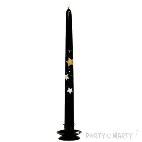 swieca stozkowa classic trzy gwiazdki czarna adpal 29 cm