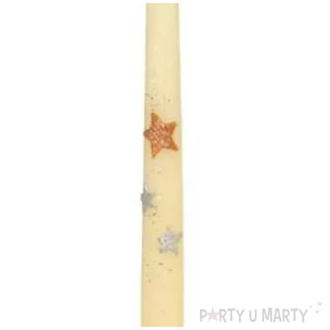 swieca stozkowa classic trzy gwiazdki kremowa adpal 29 cm