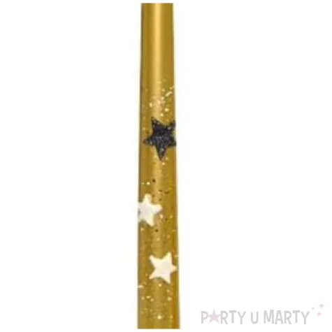 swieca stozkowa classic trzy gwiazdki zlota adpal 29 cm