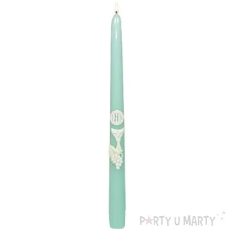 swieca stozkowa komunijna z hostia ihs mietowa adpal 29 cm