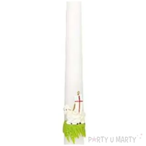 swieca stozkowa wielkanoc baranek paschalny biala adpal 29 cm