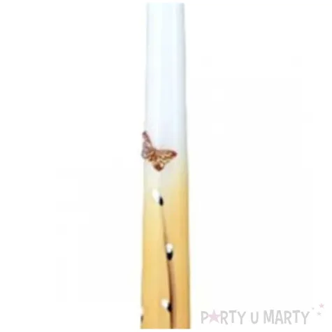 swieca stozkowa wielkanocne bazie bialo brazowa adpal 29 cm