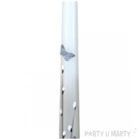 swieca stozkowa wielkanocne bazie bialo szara adpal 29 cm