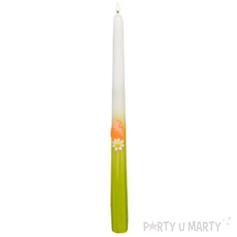 swieca stozkowa wielkanocne pisanki bialo zielona adpal 29 cm