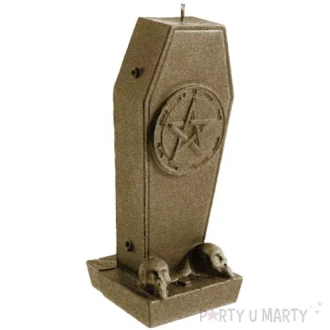 swieca trumna z pentagramem mosiadz perla candellana