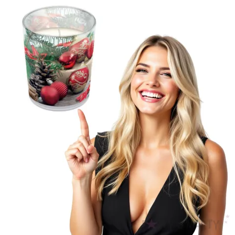 swieca w szkle czerwone bombki paw 94 79 mm