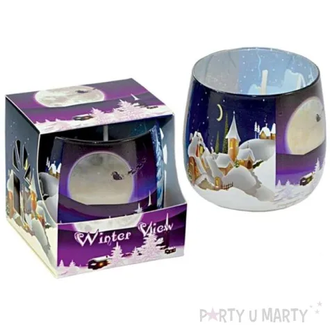 swieca w szkle zimowy krajobraz adpal 70 80 mm