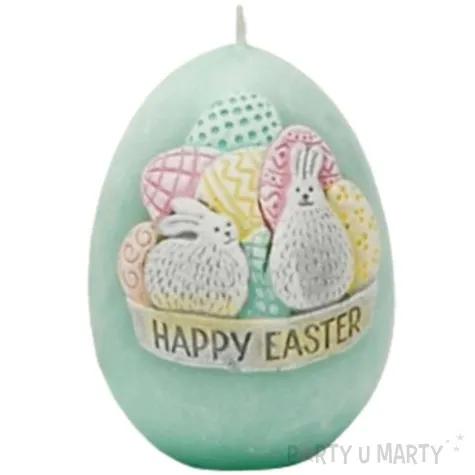 swieca wielkanoc happy easter niebieski tiffany bartek candles 45 60 mm