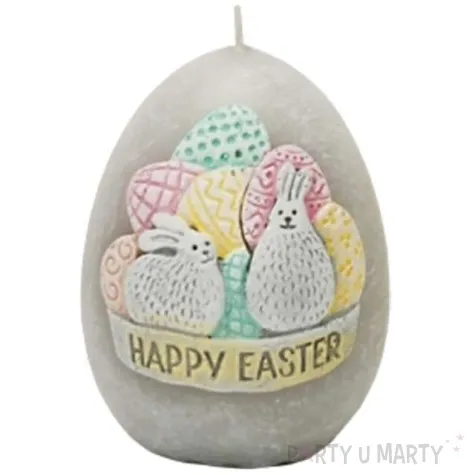 swieca wielkanoc happy easter szara bartek candles 45 60 mm