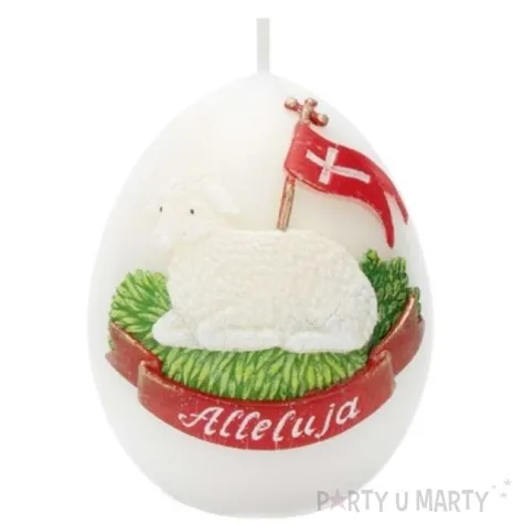 swieca wielkanoc jajko z barankiem biala bartek candles 100 mm