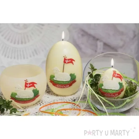 swieca wielkanoc jajko z barankiem zolta bartek candles 100 mm