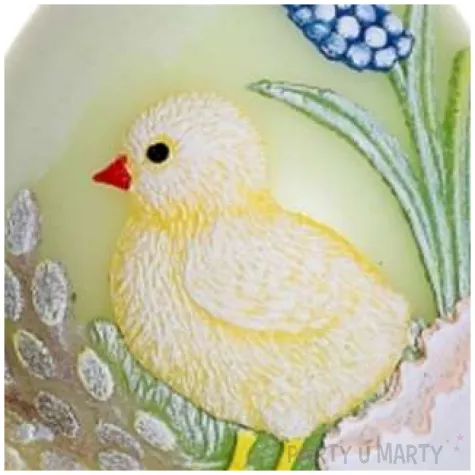 swieca wielkanoc jajko z kurczakiem seledynowa bartek candles 100 mm