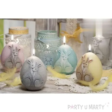 swieca wielkanoc jajko z zajaczkami rozowa bartek candles 100 mm