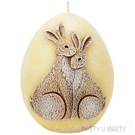 swieca wielkanoc jajko z zajaczkami zolty bartek candles 100 mm