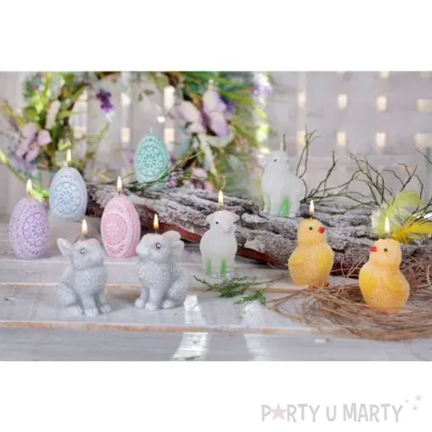 swieca wielkanoc pisanka azurowa fioletowa bartek candles 75 mm