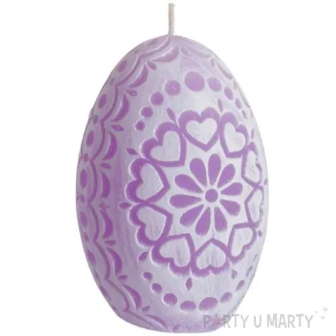 swieca wielkanoc pisanka azurowe serca fioletowa bartek candles 75 mm