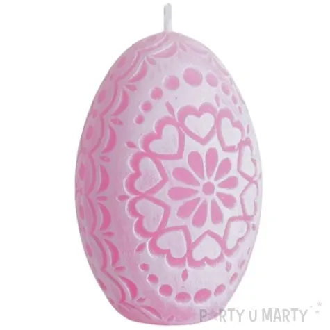 swieca wielkanoc pisanka azurowe serca rozowa bartek candles 75 mm