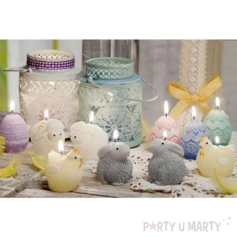 swieca wielkanoc pisanka koronkowa fioletowa bartek candles 50 mm