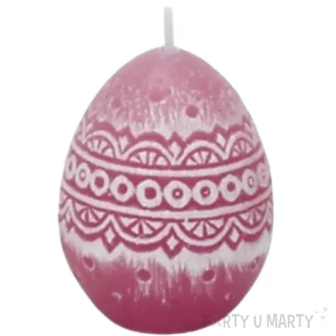 swieca wielkanoc pisanka koronkowa rozowa bartek candles 50 mm