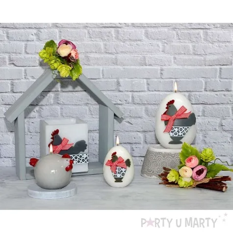 swieca wielkanocne jajko kokoszka biala adpal 140 100 mm