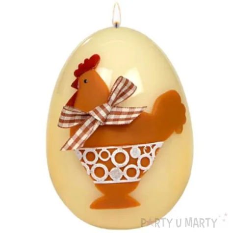 swieca wielkanocne jajko kokoszka ecru adpal 140 100 mm