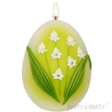 swieca wielkanocne jajko konwalia bialo zielona adpal 90 70 mm