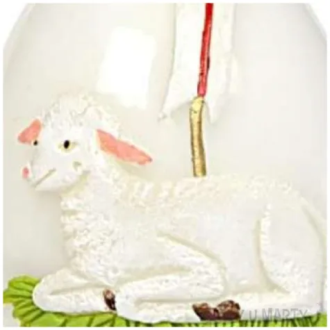 swieca wielkanocne jajko z barankiem biala adpal 14cm