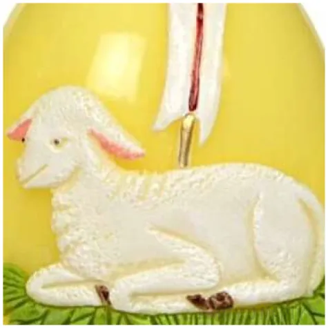 swieca wielkanocne jajko z barankiem zolta adpal 14cm