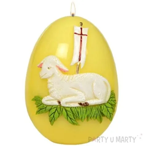 swieca wielkanocne jajko z barankiem zolta adpal 14cm