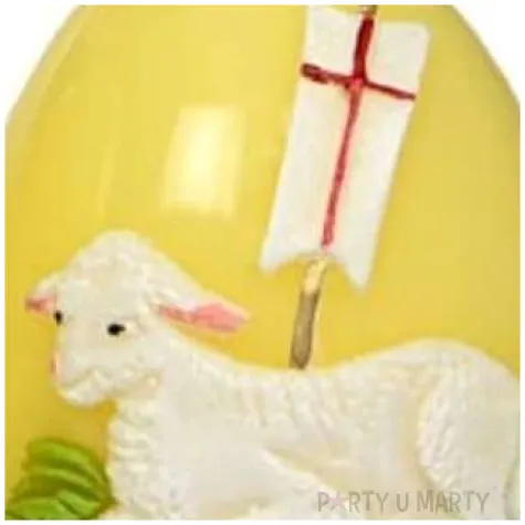 swieca wielkanocne jajko z barankiem zolta adpal 9cm