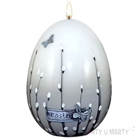 swieca wielkanocne jajko z baziami szara adpal 14cm