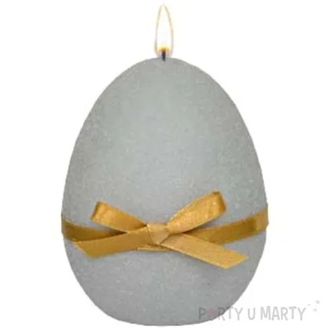 swieca wielkanocne jajko z kokardka szara adpal 9cm