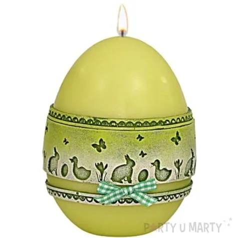 swieca wielkanocne jajko z koronka zielona adpal 14cm