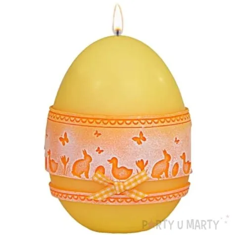 swieca wielkanocne jajko z koronka zolta adpal 14cm
