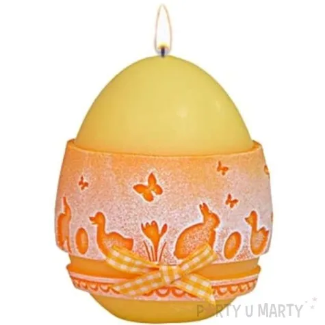 swieca wielkanocne jajko z koronka zolta adpal 9cm