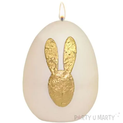 swieca wielkanocne jajko z kroliczkiem biala adpal 14cm