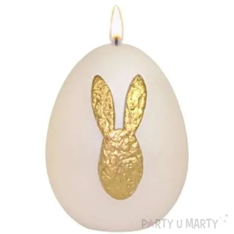 swieca wielkanocne jajko z kroliczkiem biala adpal 9cm