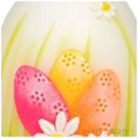 swieca wielkanocne jajko z pisankami bialo zielona adpal 140 100 mm