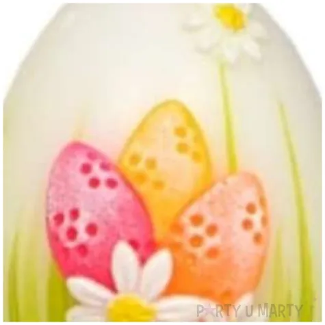 swieca wielkanocne jajko z pisankami bialo zielona adpal 90 70 mm